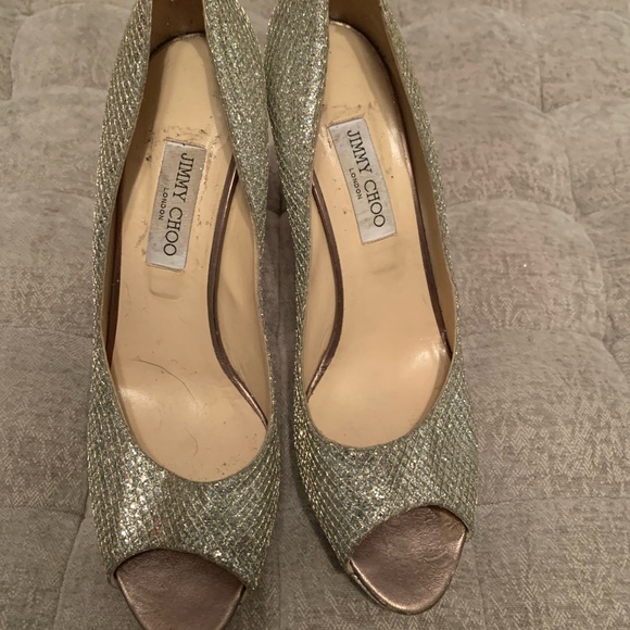 Jimmy Choo Gold Glitter Heel - Picture 3 of 4